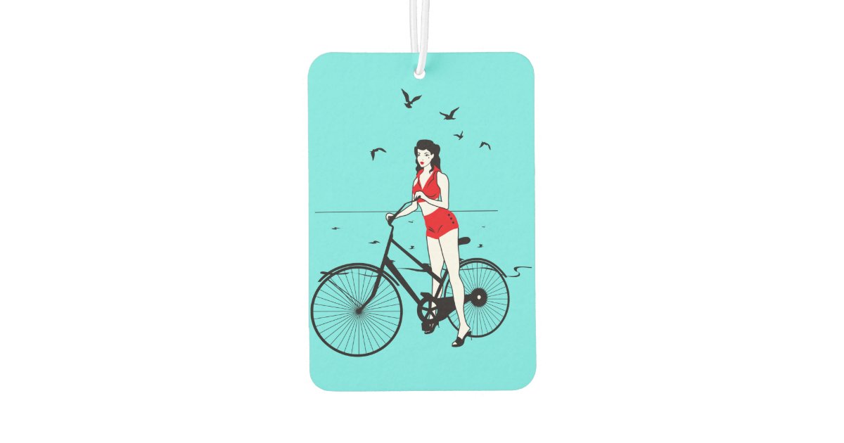 Beautiful Pin Up On Bicycle Elegant Stylish Car Air Freshener Elegant Stylish Car Air Freshener Zazzle