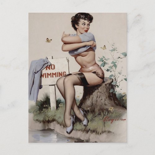 Beautiful Pin up girl Vintage art  Postcard