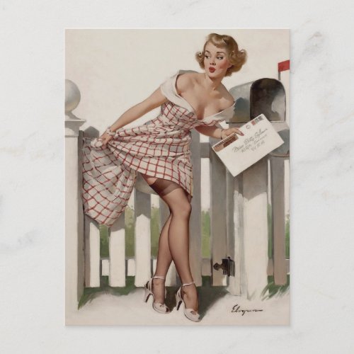 Beautiful Pin up girl Vintage art  Postcard