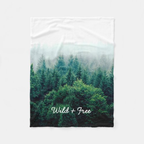 Beautiful Pine Trees Forest Wild and Free Fleece Blanket