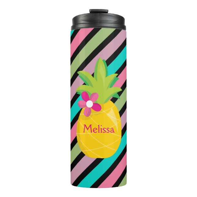 Beautiful Pineapples with Stripes Thermal Tumbler (Front)