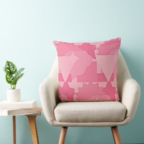 Beautiful Pink Abstract Geometrical Design Throw Pillow