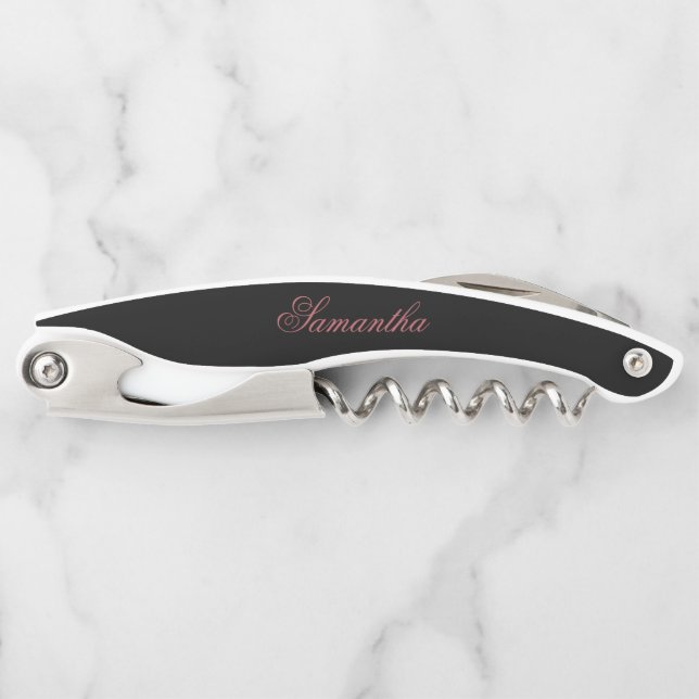 Beautiful Pink and Black with roses on back Waiter's Corkscrew (Front)
