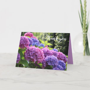 Beautiful Pink and Blue Hydrangea Flowers Letterpress Thank You Card