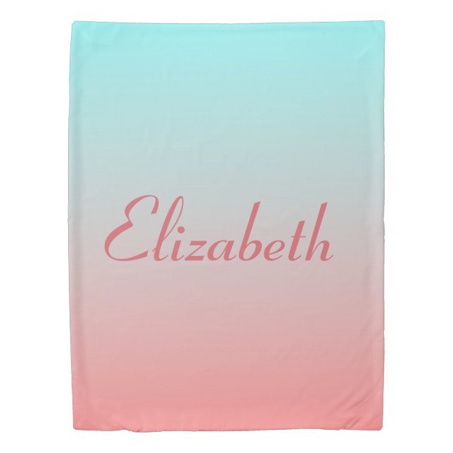 Beautiful Pink and Blue Ombre Duvet Cover (Front)