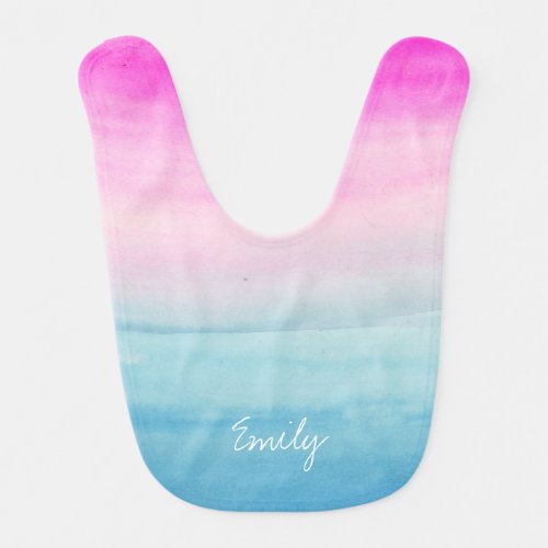 Beautiful Pink and Blue Ombre Watercolor Bib