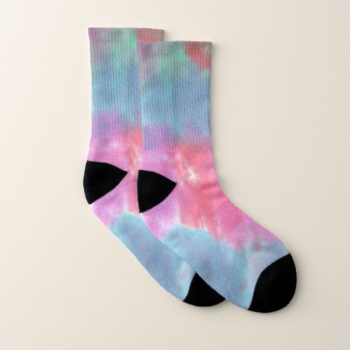 Beautiful Pink and Blue Tie_Dye Socks