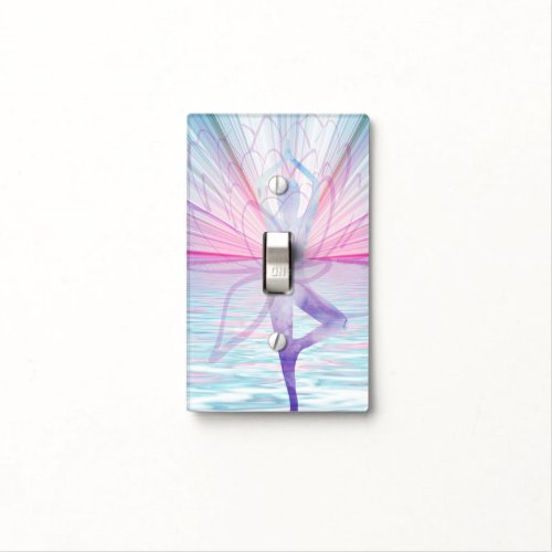 Beautiful Pink and Blue Vrikshasana Yoga Light Switch Cover