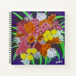 Beautiful Pink and Orange Flower Bouquet (Purple) Notebook