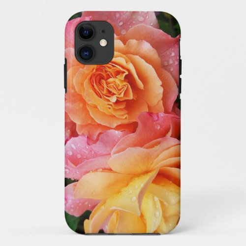 Beautiful pink and orannge rose photo iPhone 11 case