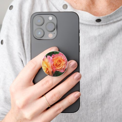 Beautiful pink and orannge rose photo PopSocket