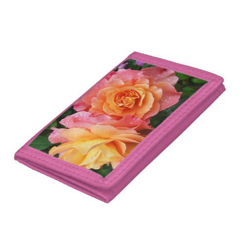 Beautiful pink and orannge rose photo trifold wallet