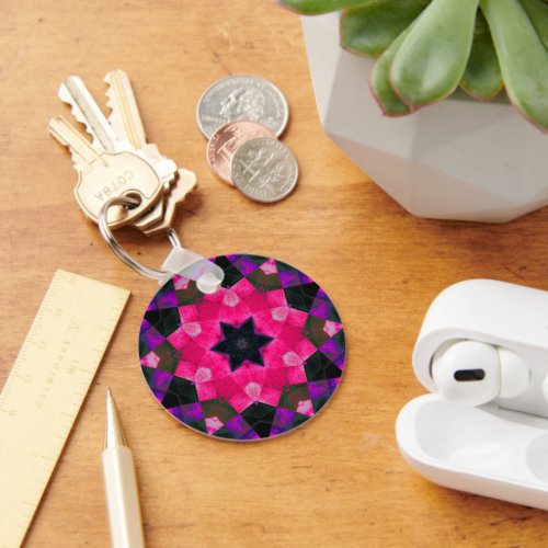 Beautiful Pink and Purple Kaleidoscope Star Keychain