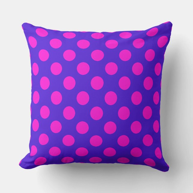 Beautiful Pink and Purple Polka Dot Pattern Throw Pillow (Front)