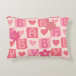 Beautiful pink and red Baby  Accent Pillow<br><div class="desc">Pretty pink and red checkered pattern with the letters B, A, B, Y. Cute pillow for a baby girls' room. Know someone who is expecting a little girl? This pillow would make a thoughtful gift for relaxing with baby. Also,  available bib,  pillow and other matching items.</div>