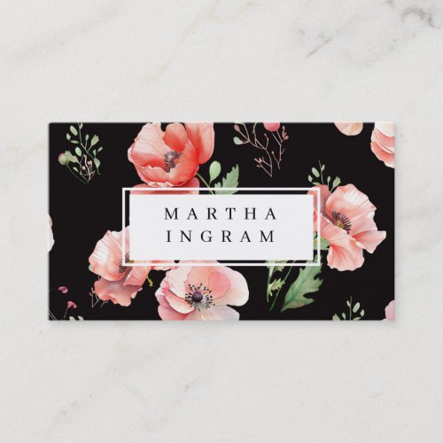 Beautiful pink and red poppy flower design business card