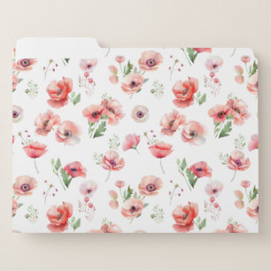 Beautiful pink and red poppy flower design file folder