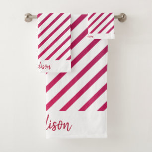 Beautiful Pink and red Stripes  Bath Towel Set