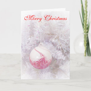 Beautiful Pink and White Bauble Christmas Card