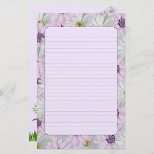 Beautiful Pink and White Daisy Floral Stationary Stationery