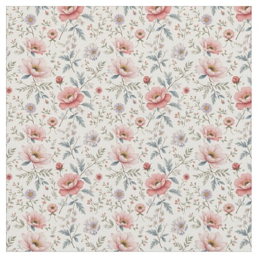 Beautiful Pink and White Flowers Fabric
