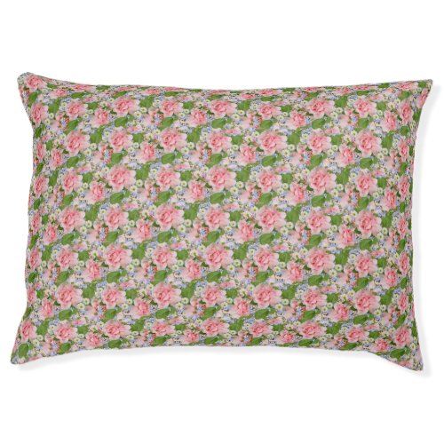 Beautiful Pink and White Flowers Pet Bed