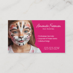 Beautiful Pink and White Kids Face Painting Business Card