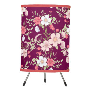 Beautiful Pink and White Pansies Tripod Lamp