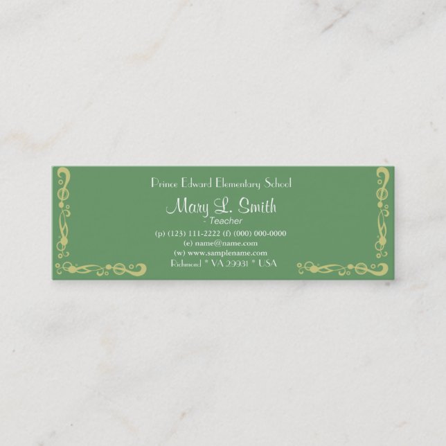 Beautiful pink art style azalea flowers skinny mini business card (Front)