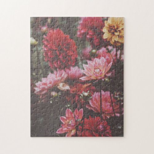 Beautiful Pink Autumn Flowers Fine Art Photography Jigsaw Puzzle