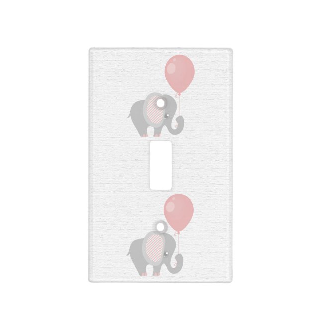 Beautiful Pink Baby Elephant Light Switch Cover (Front)