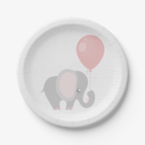 Beautiful Pink Baby Elephant Paper Plates