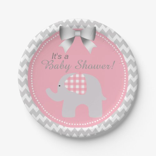 Beautiful Pink Baby Shower Custom Cute Elephant Paper Plates