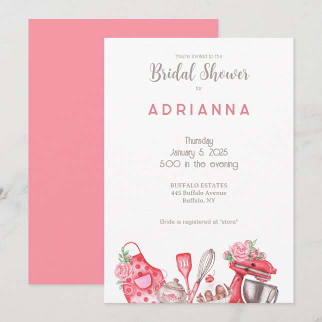 Beautiful Pink Baking Bridal Shower Invitation (Front/Back)