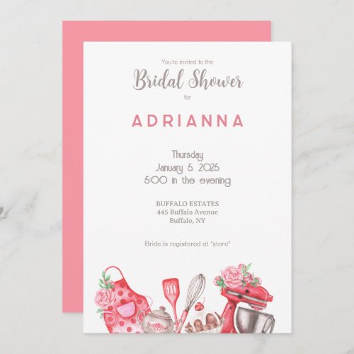 Beautiful Pink Baking Bridal Shower Invitation