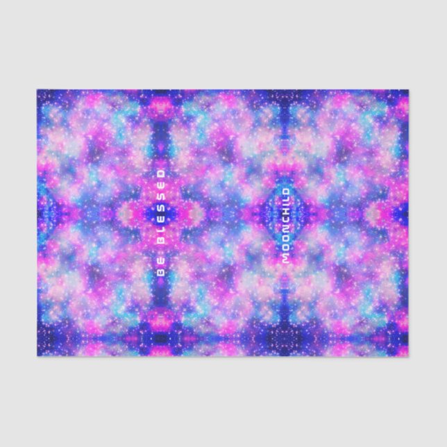 Beautiful pink blue stardust pattern tie dye style tissue paper (Front)
