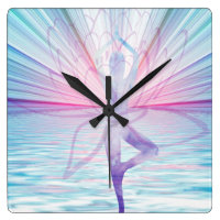 Beautiful Pink & Blue Vrikshasana Yoga Clock