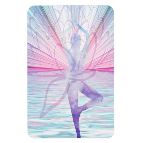 Beautiful Pink  Blue Vrikshasana Yoga Magnet