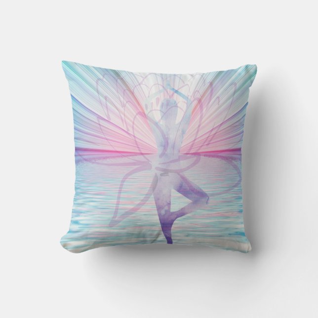 Beautiful Pink & Blue Vrikshasana Yoga Pillow (Front)