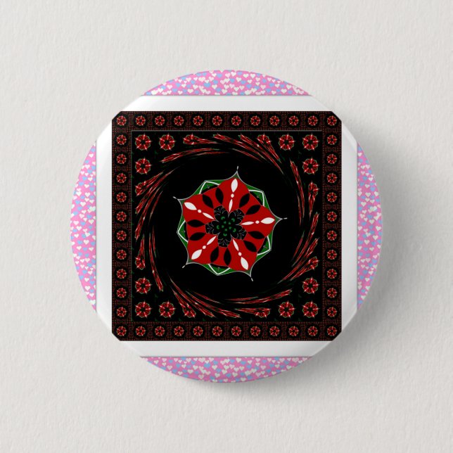 Beautiful Pink Blue White Hearts of Love Design Button (Front)