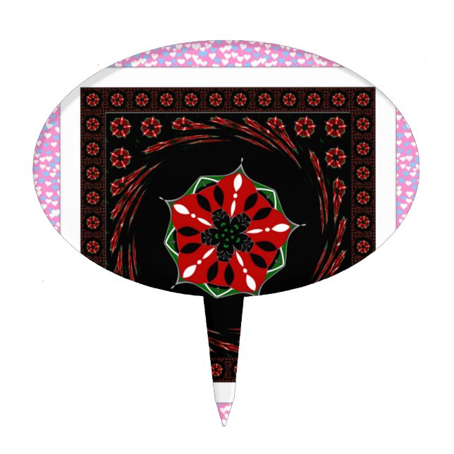 Beautiful Pink Blue White Hearts of Love Design Cake Topper (Front)