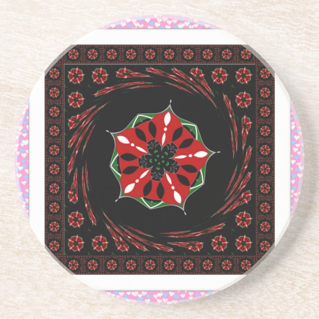 Beautiful Pink Blue White Hearts of Love Design Drink Coaster (Front)