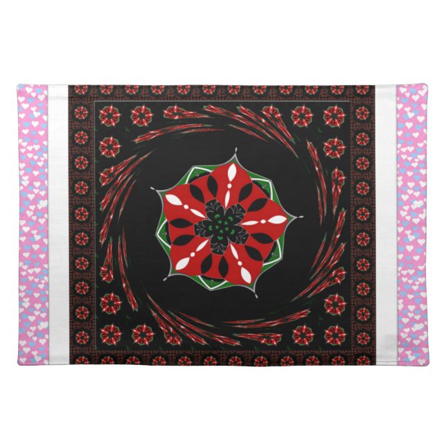 Beautiful Pink Blue White Hearts of Love Design Placemat (Front)