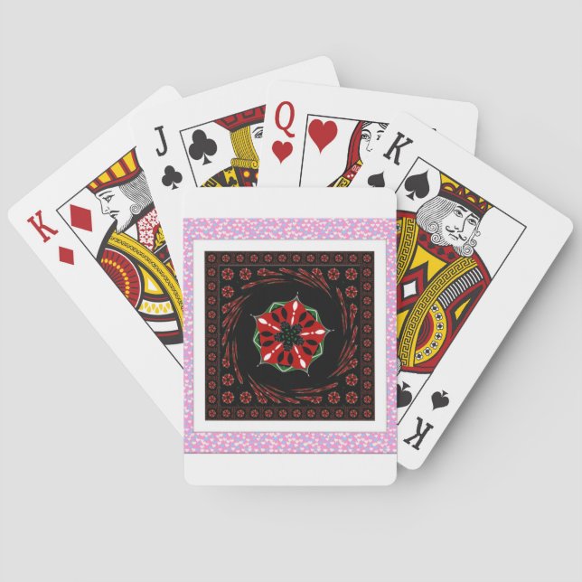 Beautiful Pink Blue White Hearts of Love Design Poker Cards (Back)