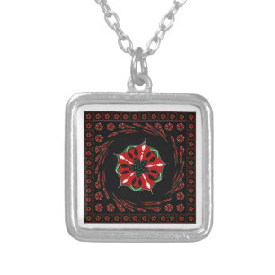 Beautiful Pink Blue White Hearts of Love Design Silver Plated Necklace