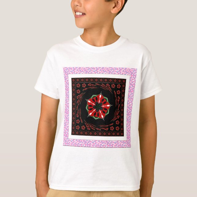 Beautiful Pink Blue White Hearts of Love Design T-Shirt (Front)