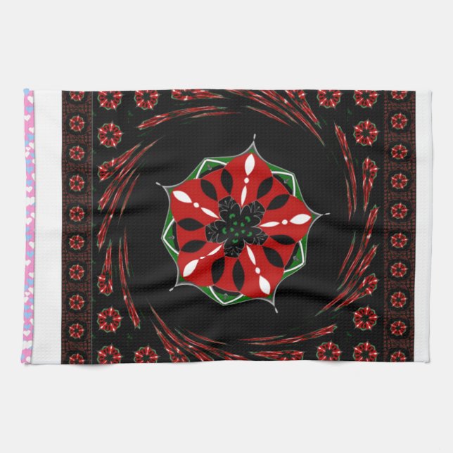 Beautiful Pink Blue White Hearts of Love Design Towel (Horizontal)