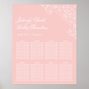 Beautiful Pink Blush Vintage Wedding Seating Chart