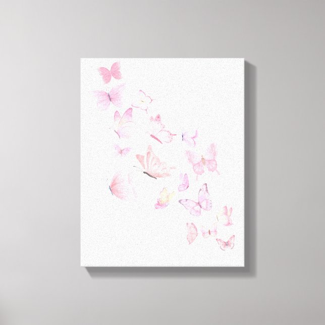 Beautiful Pink Butterflies- Wrapped Canvas Print (Front)
