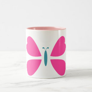 Beautiful Pink Butterfly flying Two-Tone Coffee Mug